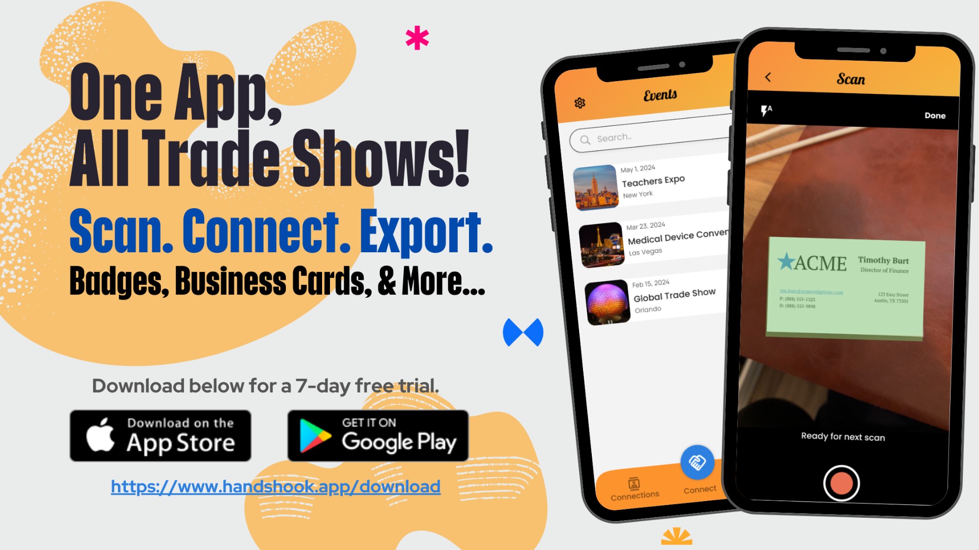 Screenshots of Handshook - Trade Show Lead Capture App for business card scanning